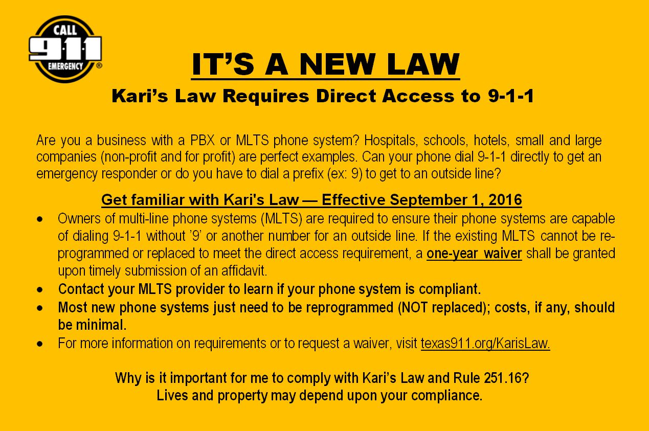 Kari's Law Post Card